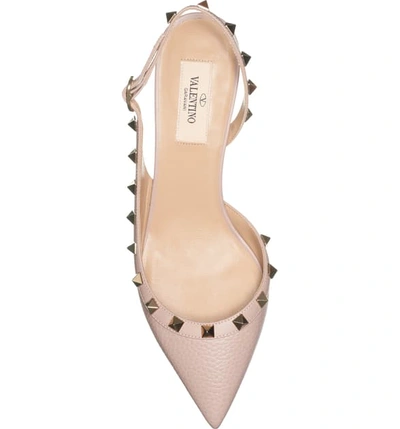 Shop Valentino Rockstud Slingback Pump In Poudre Leather