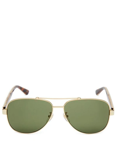 Shop Gucci Double Bridge Aviator Sunglasses In Gold