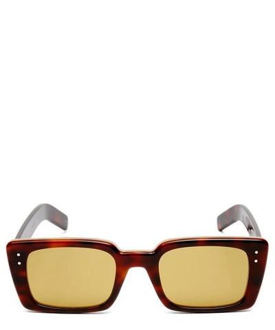 Shop Gucci Slim Rectangular Acetate Sunglasses In Brown