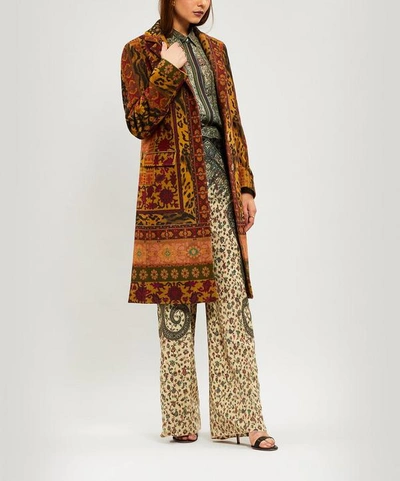 Shop Etro Bristol Single-breasted Mixed Print Coat In Red