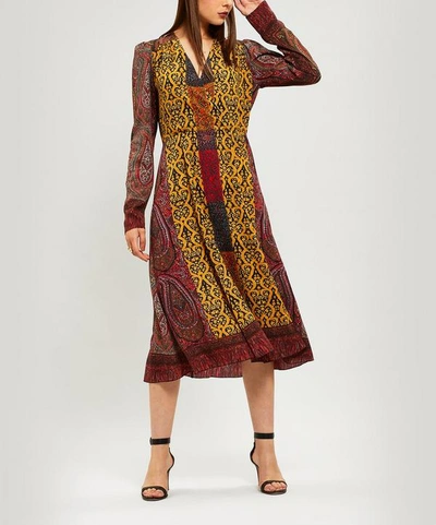 Shop Etro Printed Midi Dress In Red