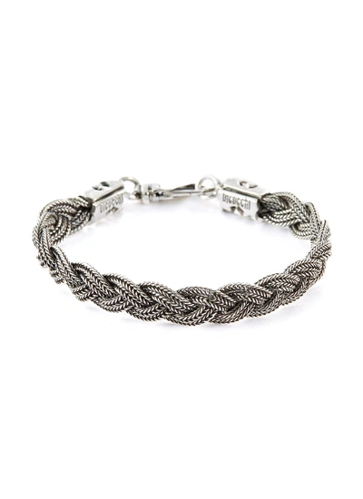 Shop Emanuele Bicocchi Braided Sterling Silver Chain Bracelet In Metallic