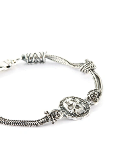 Shop Emanuele Bicocchi Skull Coin Knot Sterling Silver Chain Bracelet In Metallic