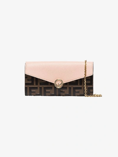 Shop Fendi Pink Ff Logo Envelope Bag