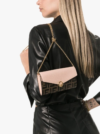 Shop Fendi Pink Ff Logo Envelope Bag