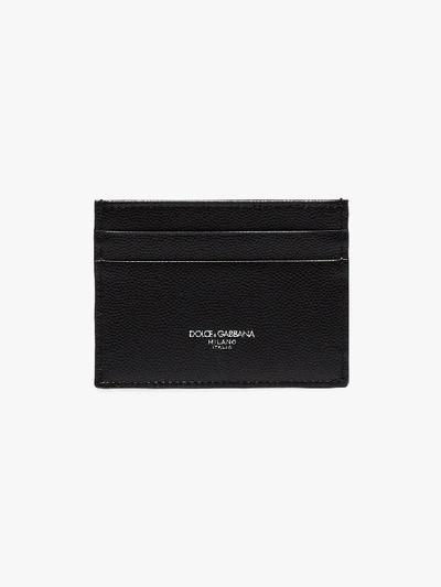 Shop Dolce & Gabbana Black Logo Print Grained Leather Cardholder