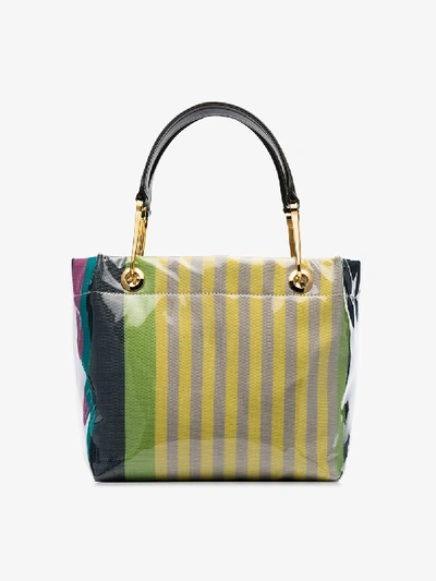 Shop Marni Multicoloured Pvc Striped Logo Tote Bag In Stc37 Multicoloured