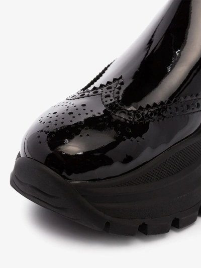 Shop Prada Black 75 Patent Leather Chelsea Boots