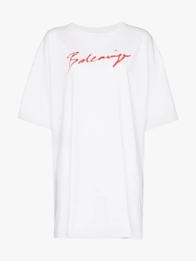 Shop Balenciaga Lipstick Logo Oversized T-shirt In White