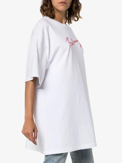 Shop Balenciaga Lipstick Logo Oversized T-shirt In White