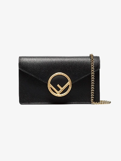 Shop Fendi Black Logo Leather Belt Bag