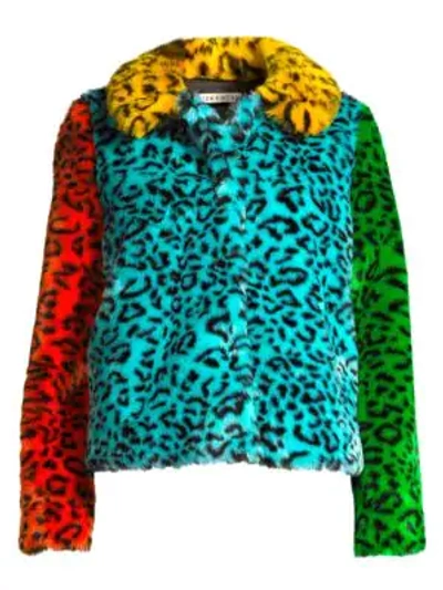 Shop Alice And Olivia Jerry Faux Fur Jacket In Multi