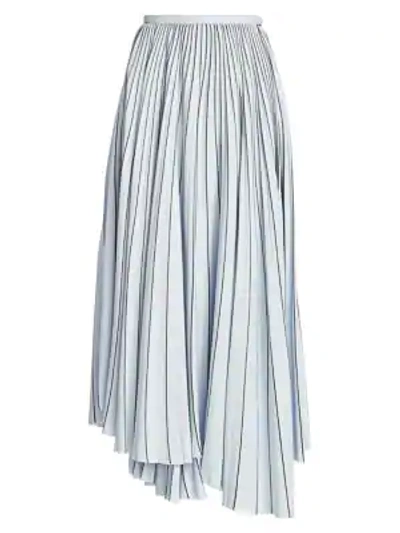Shop Proenza Schouler Asymmetric Pleated Cady Skirt In Pale Blue