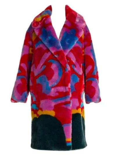 Shop Stella Mccartney All Together Now Yellow Submarine Faux Fur Coat In Multi