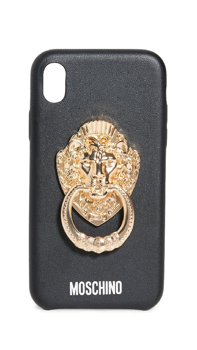 Shop Moschino Lion Door Knocker Iphone Xr Case In Black/gold