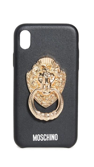 Shop Moschino Lion Door Knocker Iphone Xs Max Case In Black/gold