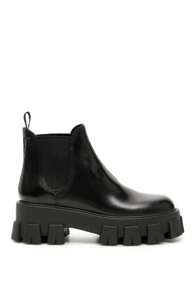 Shop Prada Brushed Calfskin Boots In Nero (black)