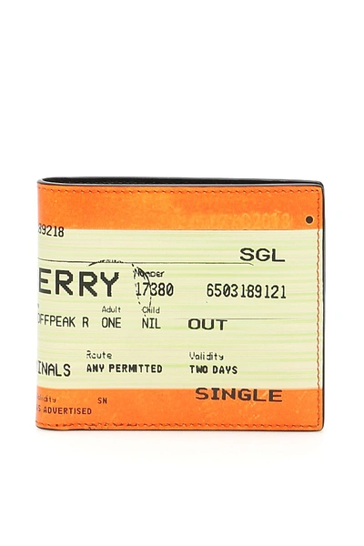 Shop Burberry Bi-fold Wallet With Ticket Print In Orange (orange)