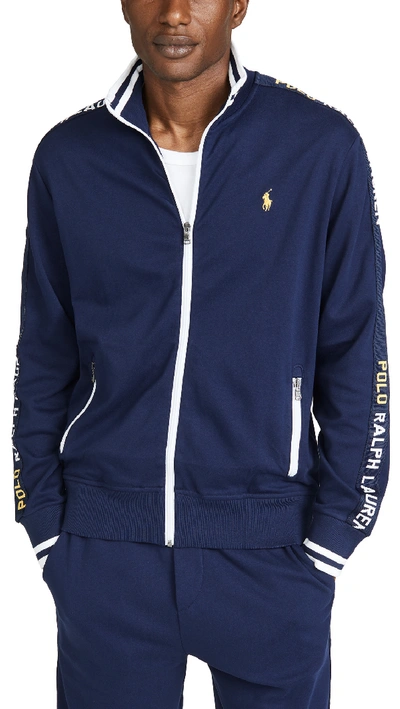 Shop Polo Ralph Lauren Polo Sport Logo Track Jacket In French Navy