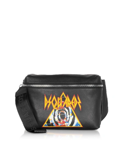 Shop Dsquared2 Black Belt Bag W/ Rock Print