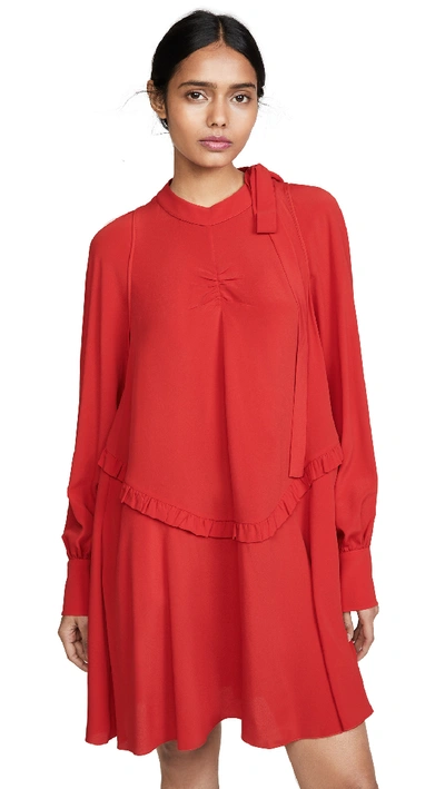 Shop N°21 Long Sleeve Mini Dress In Red