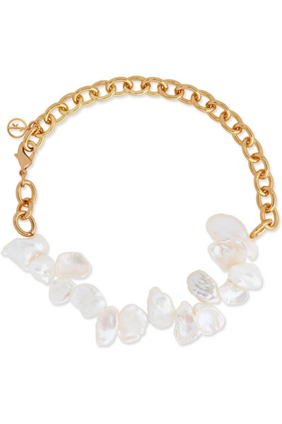 Shop Anissa Kermiche Two Faced Shelley Gold-plated Pearl Anklet