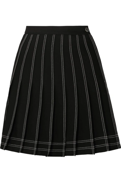 Shop Off-white Pleated Twill Mini Skirt In Black