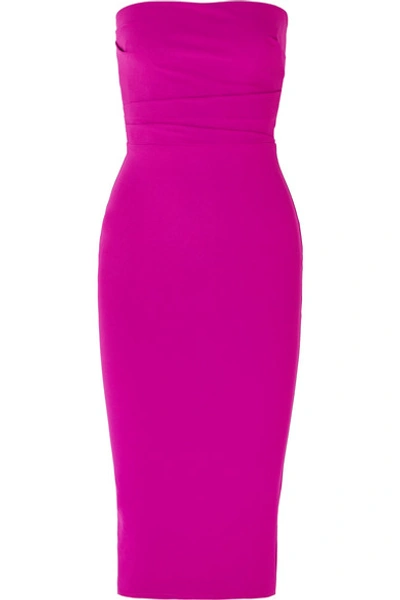 Shop Alex Perry Dylan Strapless Ruched Crepe Dress In Pink