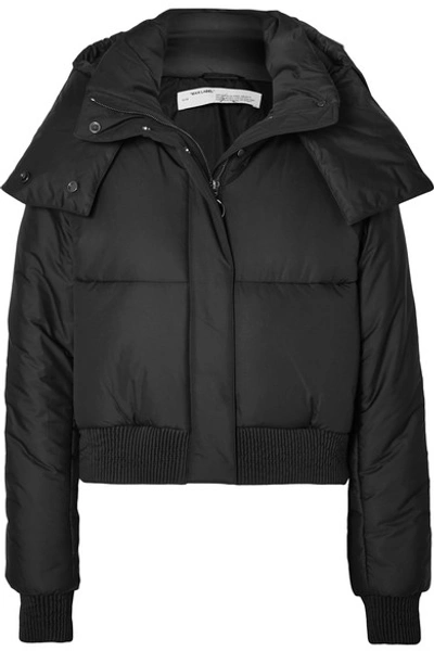 Shop Off-white Appliquéd Quilted Shell Hooded Jacket In Black