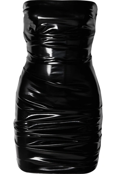 Shop Alex Perry Carter Strapless Ruched Vinyl Mini Dress