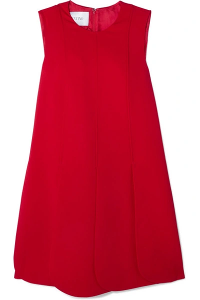 Shop Valentino Pleated Silk-crepe Mini Dress In Red