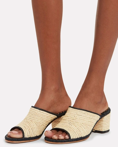 Shop Carrie Forbes Rama Heeled Raffia Sandals In Beige