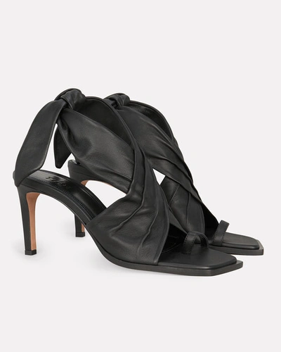 Shop Tibi Axel Tie Ankle Leather Sandals In Black