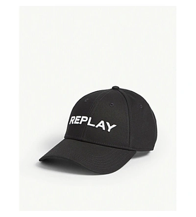 Shop Replay Logo Baseball Cap In Black