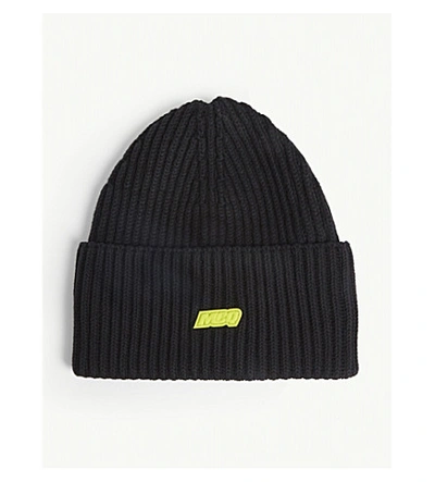 Shop Mcq By Alexander Mcqueen Ribbed Beanie Hat In 1000 - Darkest Black