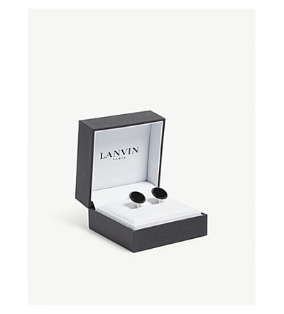 Shop Lanvin Round Onyx Cufflinks In Silver