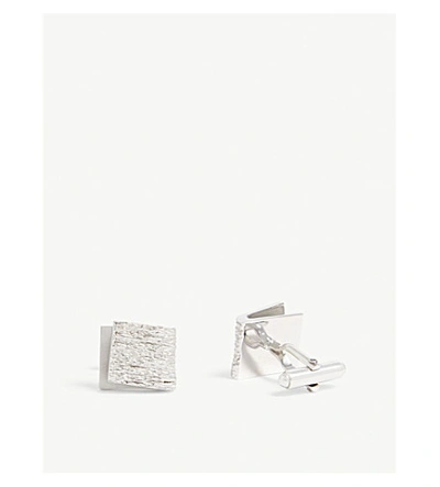 Shop Lanvin Textured Curve Cufflinks In Silver