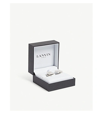 Shop Lanvin Textured Curve Cufflinks In Silver