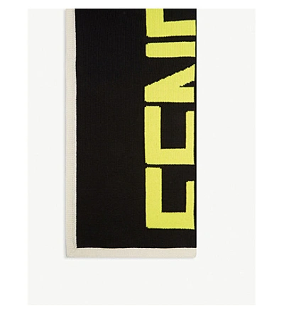 Shop Fendi Neon Logo Scarf In Black Yellow