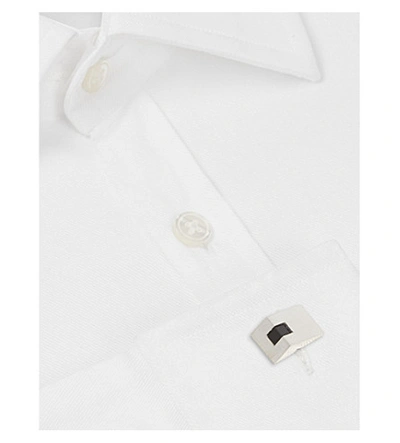 Shop Lanvin Abstract Square Onyx Cufflink In Silver