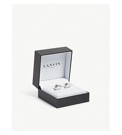 Shop Lanvin Abstract Square Onyx Cufflink In Silver