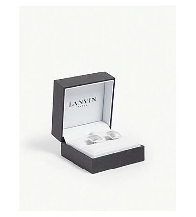 Shop Lanvin Square Rhodium-plated Textured Cufflinks In Silver