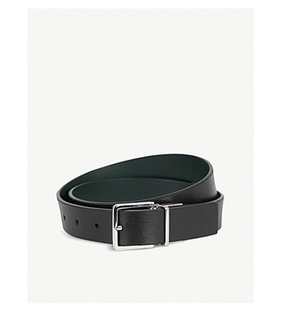 Shop Paul Smith Accessories Saffiano Cut-to-fit Reversible Leather Belt In Green