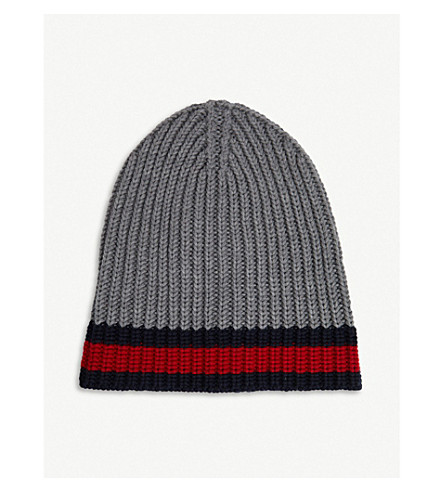 gucci web trim beanie hat