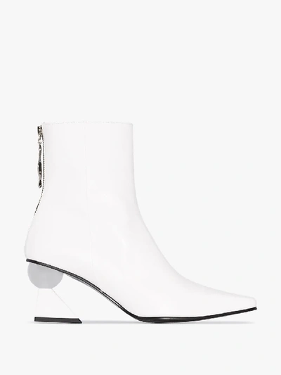 Yuul Yie Amoeba Glam Heel Boots In White Smooth Leather