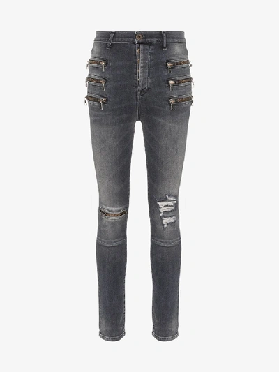 Shop Ben Taverniti Unravel Project Unravel Project High Waist Distressed Skinny Jeans In Black