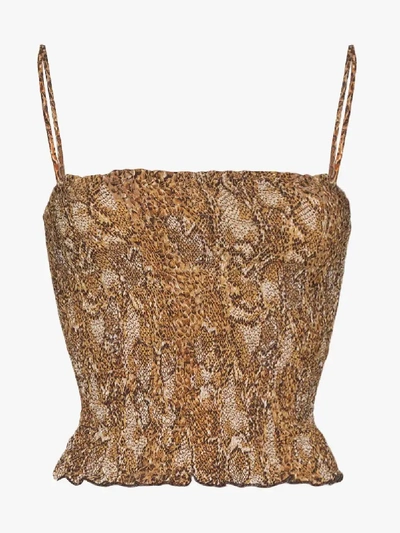 Shop Nanushka Matea Snake Print Top In Brown