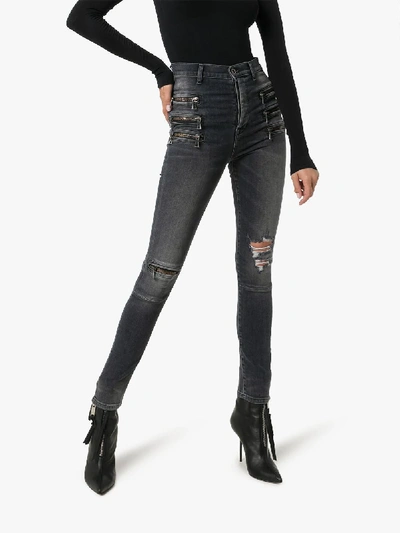 Shop Ben Taverniti Unravel Project Unravel Project High Waist Distressed Skinny Jeans In Black