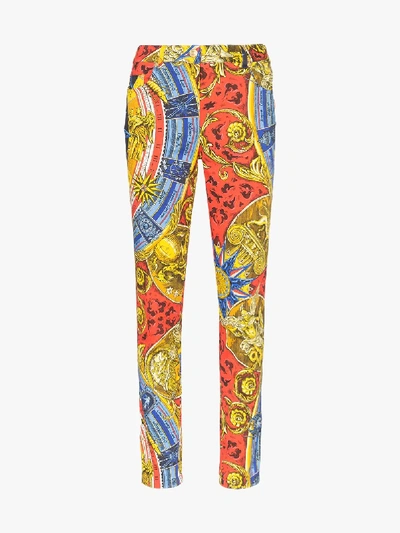 Shop Moschino Greek Gods Printed Skinny Jeans In Multicolour