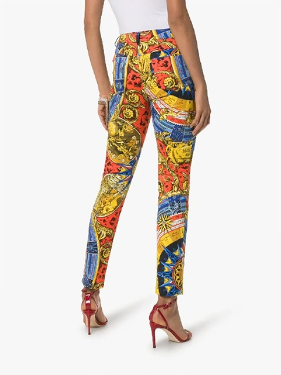 Shop Moschino Greek Gods Printed Skinny Jeans In Multicolour